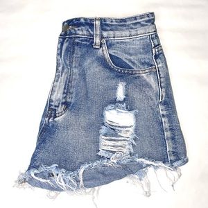 Distressed Jean Shorts SHEIN
